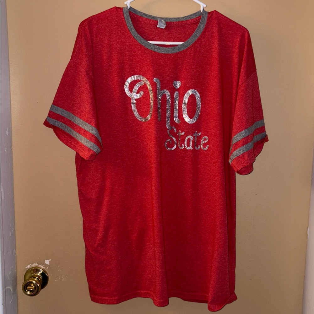 Ohio State Red T-Shirt with Silver Accents